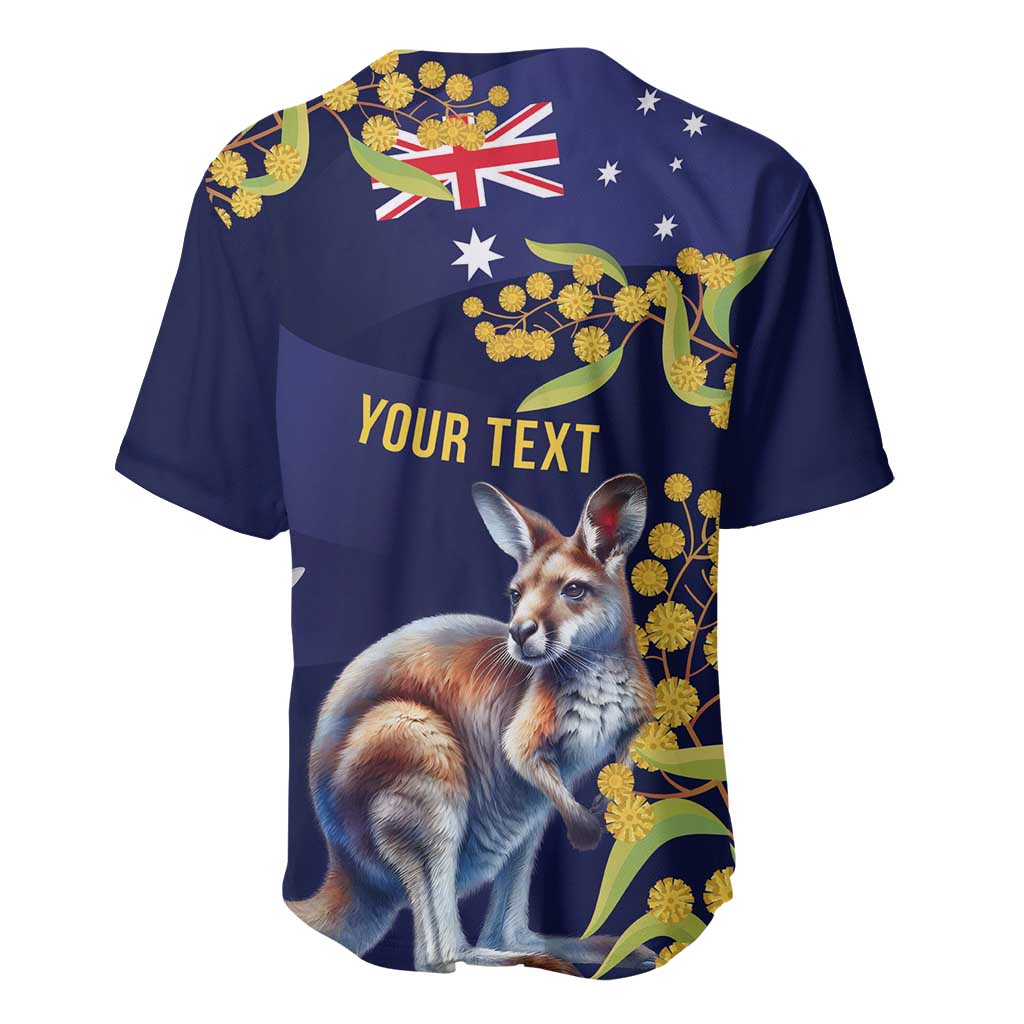 Blue Kangaroo and Golden Wattle Personalised Baseball Jersey Happy Australia Day 6 January
