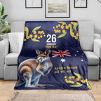 Blue Kangaroo and Golden Wattle Personalised Blanket Happy Australia Day 6 January