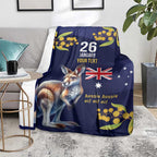 Blue Kangaroo and Golden Wattle Personalised Blanket Happy Australia Day 6 January