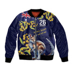 Blue Kangaroo and Golden Wattle Personalised Bomber Jacket Happy Australia Day 6 January
