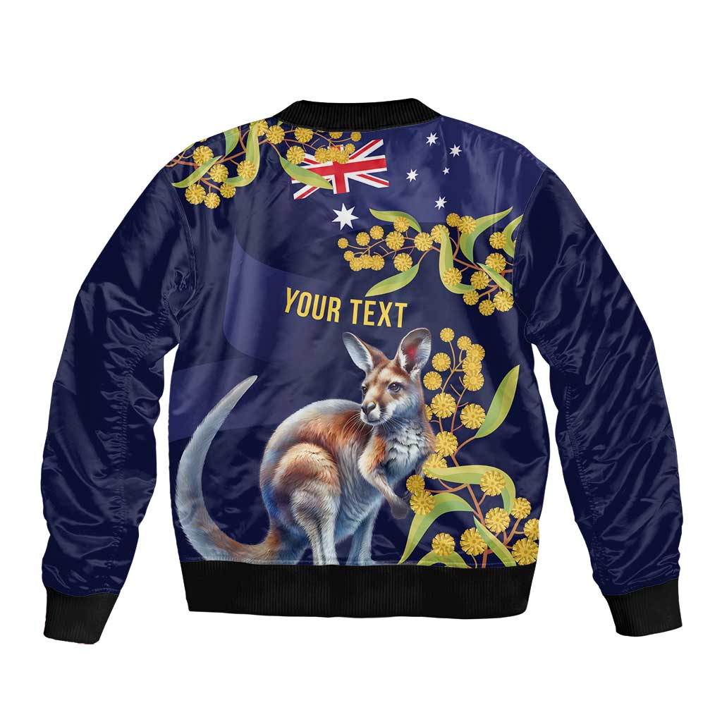 Blue Kangaroo and Golden Wattle Personalised Bomber Jacket Happy Australia Day 6 January