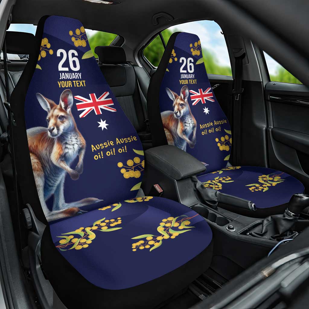 Blue Kangaroo and Golden Wattle Personalised Car Seat Cover Happy Australia Day 6 January