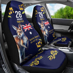 Blue Kangaroo and Golden Wattle Personalised Car Seat Cover Happy Australia Day 6 January
