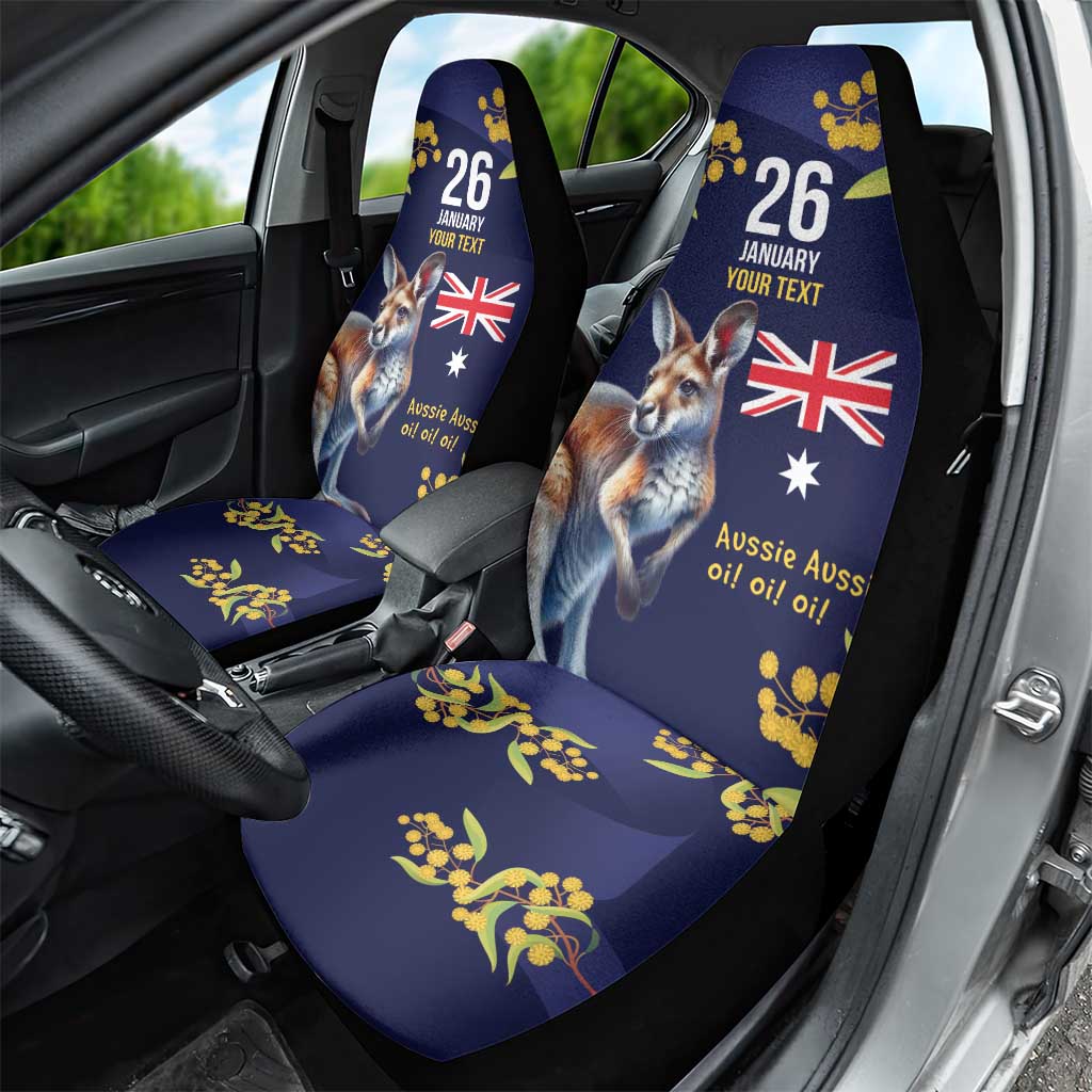Blue Kangaroo and Golden Wattle Personalised Car Seat Cover Happy Australia Day 6 January
