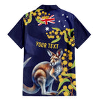 Blue Kangaroo and Golden Wattle Personalised Family Matching Mermaid Dress and Hawaiian Shirt Happy Australia Day 6 January