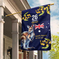 Blue Kangaroo and Golden Wattle Personalised Garden Flag Happy Australia Day 6 January