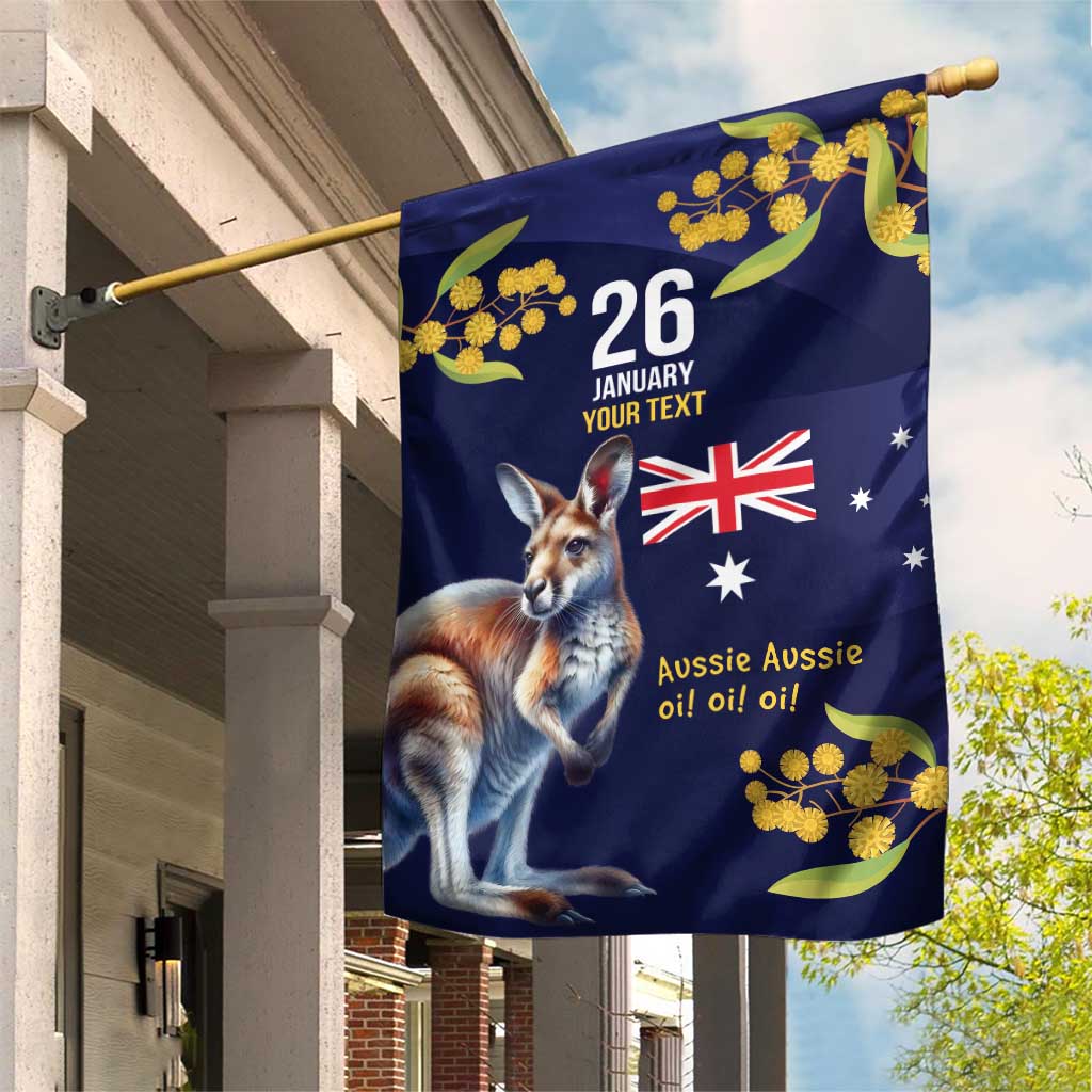 Blue Kangaroo and Golden Wattle Personalised Garden Flag Happy Australia Day 6 January