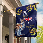 Blue Kangaroo and Golden Wattle Personalised Garden Flag Happy Australia Day 6 January