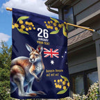 Blue Kangaroo and Golden Wattle Personalised Garden Flag Happy Australia Day 6 January