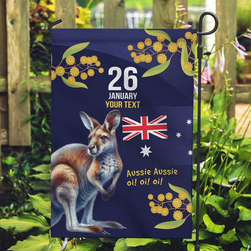 Blue Kangaroo and Golden Wattle Personalised Garden Flag Happy Australia Day 6 January