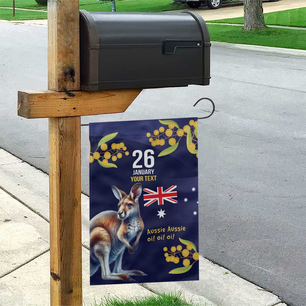 Blue Kangaroo and Golden Wattle Personalised Garden Flag Happy Australia Day 6 January