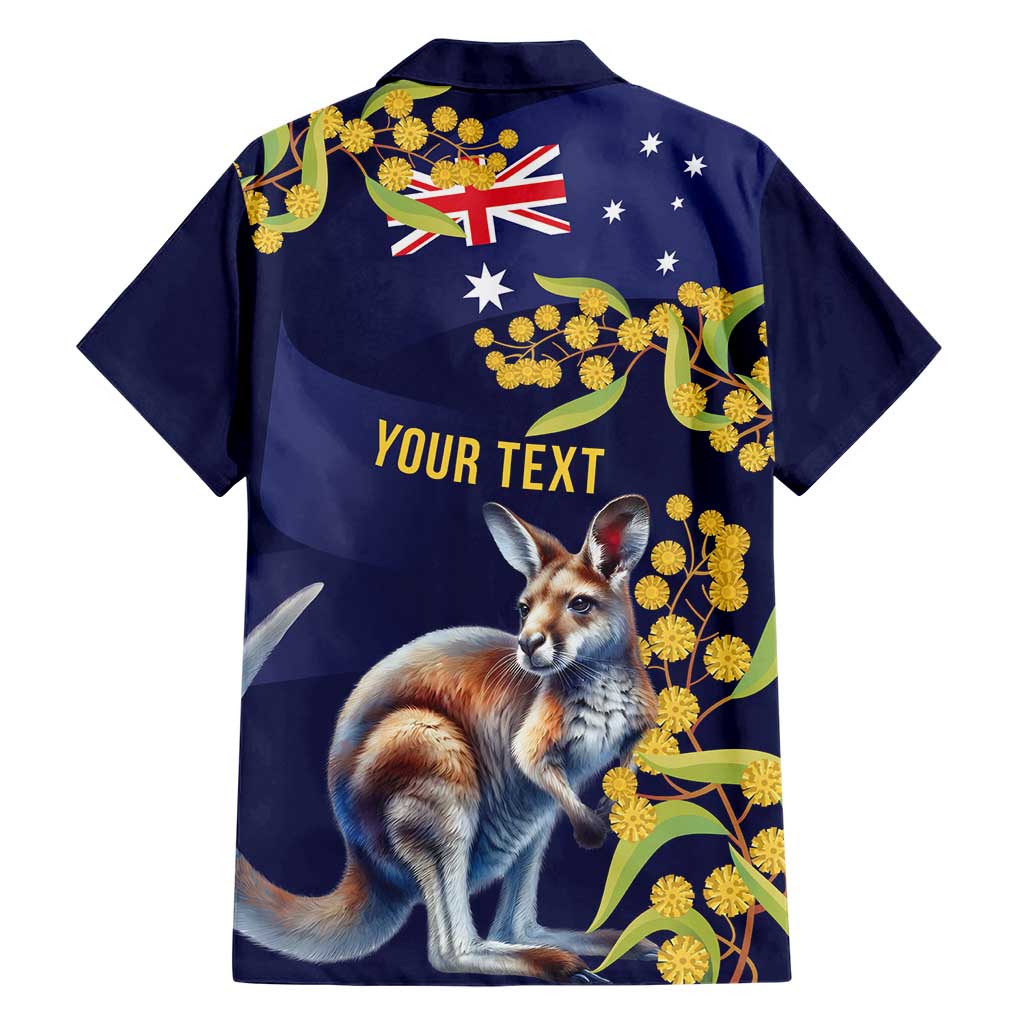 Blue Kangaroo and Golden Wattle Personalised Hawaiian Shirt Happy Australia Day 6 January
