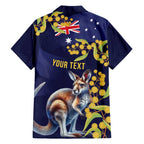 Blue Kangaroo and Golden Wattle Personalised Hawaiian Shirt Happy Australia Day 6 January