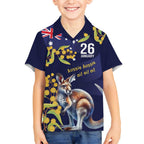 Blue Kangaroo and Golden Wattle Personalised Hawaiian Shirt Happy Australia Day 6 January