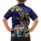 Blue Kangaroo and Golden Wattle Personalised Hawaiian Shirt Happy Australia Day 6 January