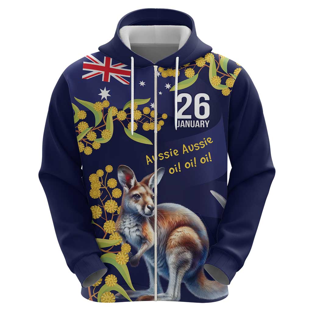 Blue Kangaroo and Golden Wattle Personalised Hoodie Happy Australia Day 6 January