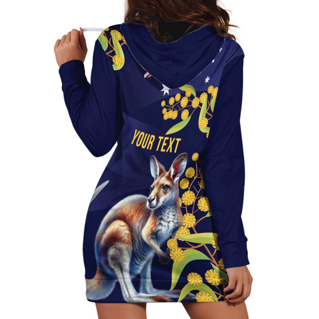 Blue Kangaroo and Golden Wattle Personalised Hoodie Dress Happy Australia Day 6 January