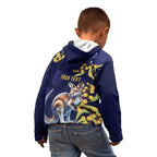Blue Kangaroo and Golden Wattle Personalised Kid Hoodie Happy Australia Day 6 January
