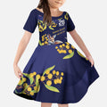 Blue Kangaroo and Golden Wattle Personalised Kid Short Sleeve Dress Happy Australia Day 6 January