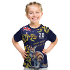 Blue Kangaroo and Golden Wattle Personalised Kid T Shirt Happy Australia Day 6 January