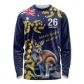 Blue Kangaroo and Golden Wattle Personalised Long Sleeve Shirt Happy Australia Day 6 January