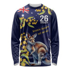 Blue Kangaroo and Golden Wattle Personalised Long Sleeve Shirt Happy Australia Day 6 January