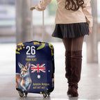 Blue Kangaroo and Golden Wattle Personalised Luggage Cover Happy Australia Day 6 January