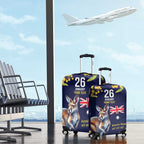 Blue Kangaroo and Golden Wattle Personalised Luggage Cover Happy Australia Day 6 January