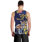 Blue Kangaroo and Golden Wattle Personalised Men Tank Top Happy Australia Day 6 January