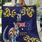 Blue Kangaroo and Golden Wattle Personalised Quilt Happy Australia Day 6 January