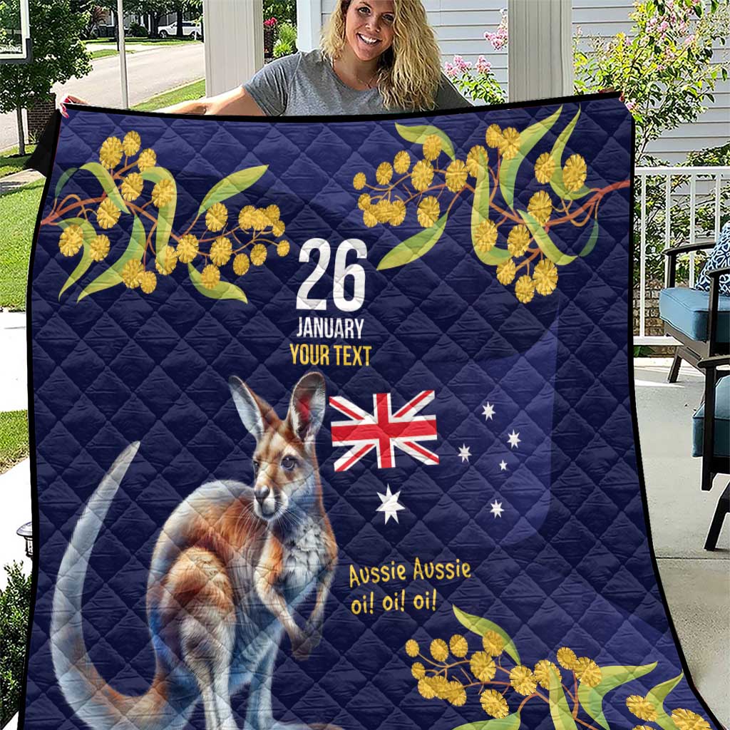 Blue Kangaroo and Golden Wattle Personalised Quilt Happy Australia Day 6 January