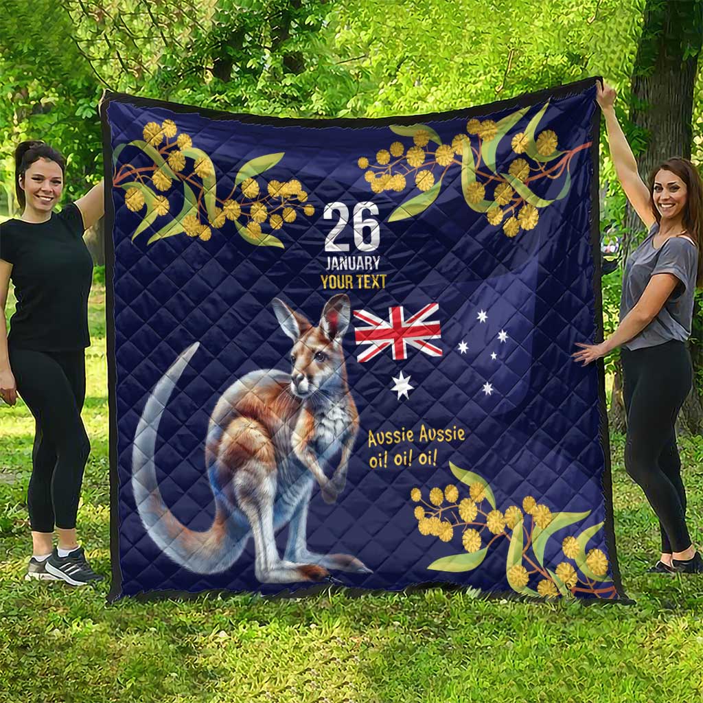 Blue Kangaroo and Golden Wattle Personalised Quilt Happy Australia Day 6 January