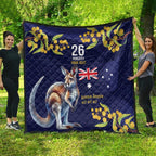 Blue Kangaroo and Golden Wattle Personalised Quilt Happy Australia Day 6 January