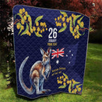 Blue Kangaroo and Golden Wattle Personalised Quilt Happy Australia Day 6 January