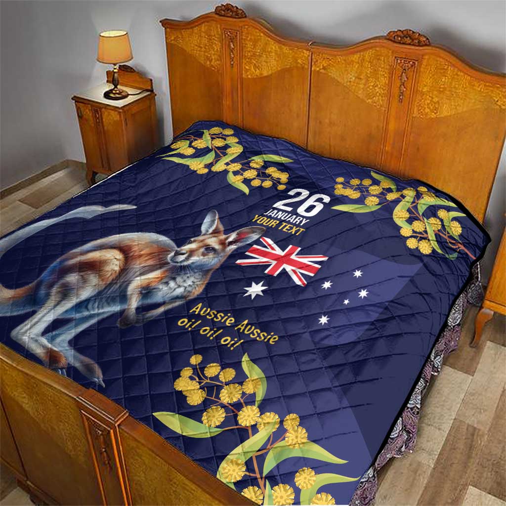 Blue Kangaroo and Golden Wattle Personalised Quilt Happy Australia Day 6 January