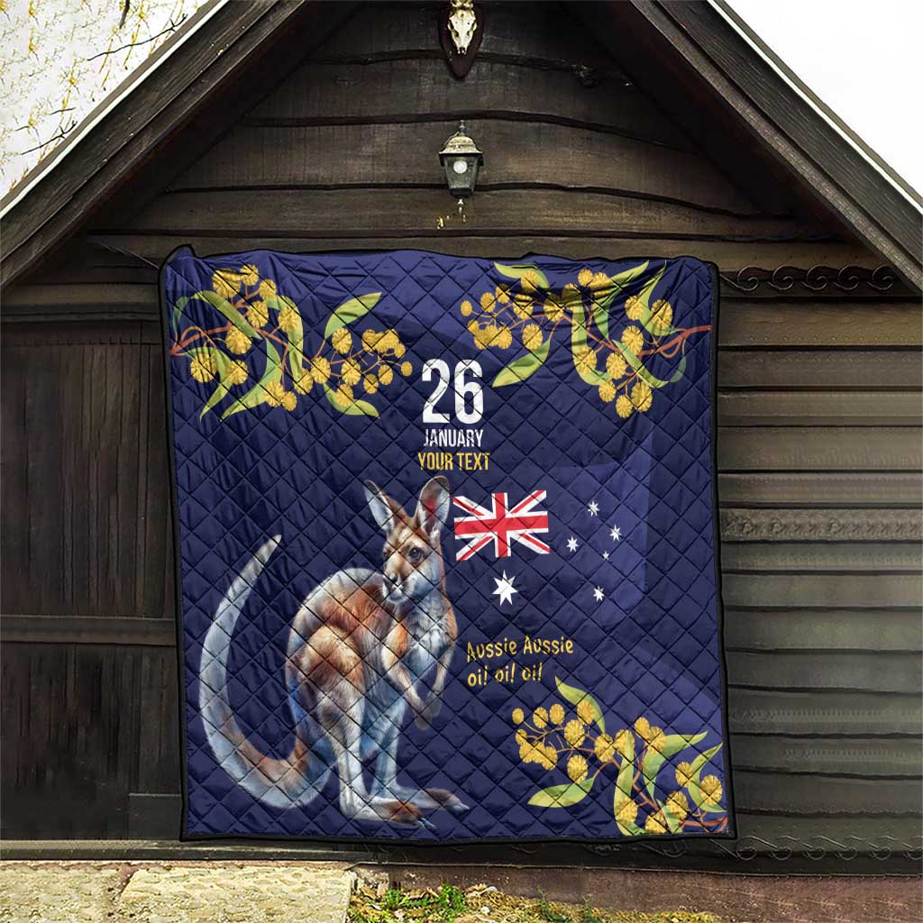 Blue Kangaroo and Golden Wattle Personalised Quilt Happy Australia Day 6 January