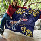 Blue Kangaroo and Golden Wattle Personalised Quilt Happy Australia Day 6 January