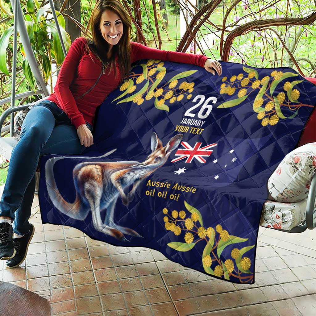 Blue Kangaroo and Golden Wattle Personalised Quilt Happy Australia Day 6 January