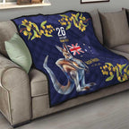 Blue Kangaroo and Golden Wattle Personalised Quilt Happy Australia Day 6 January
