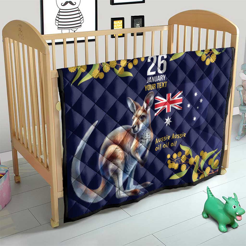 Blue Kangaroo and Golden Wattle Personalised Quilt Happy Australia Day 6 January
