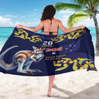 Blue Kangaroo and Golden Wattle Personalised Sarong Happy Australia Day 6 January