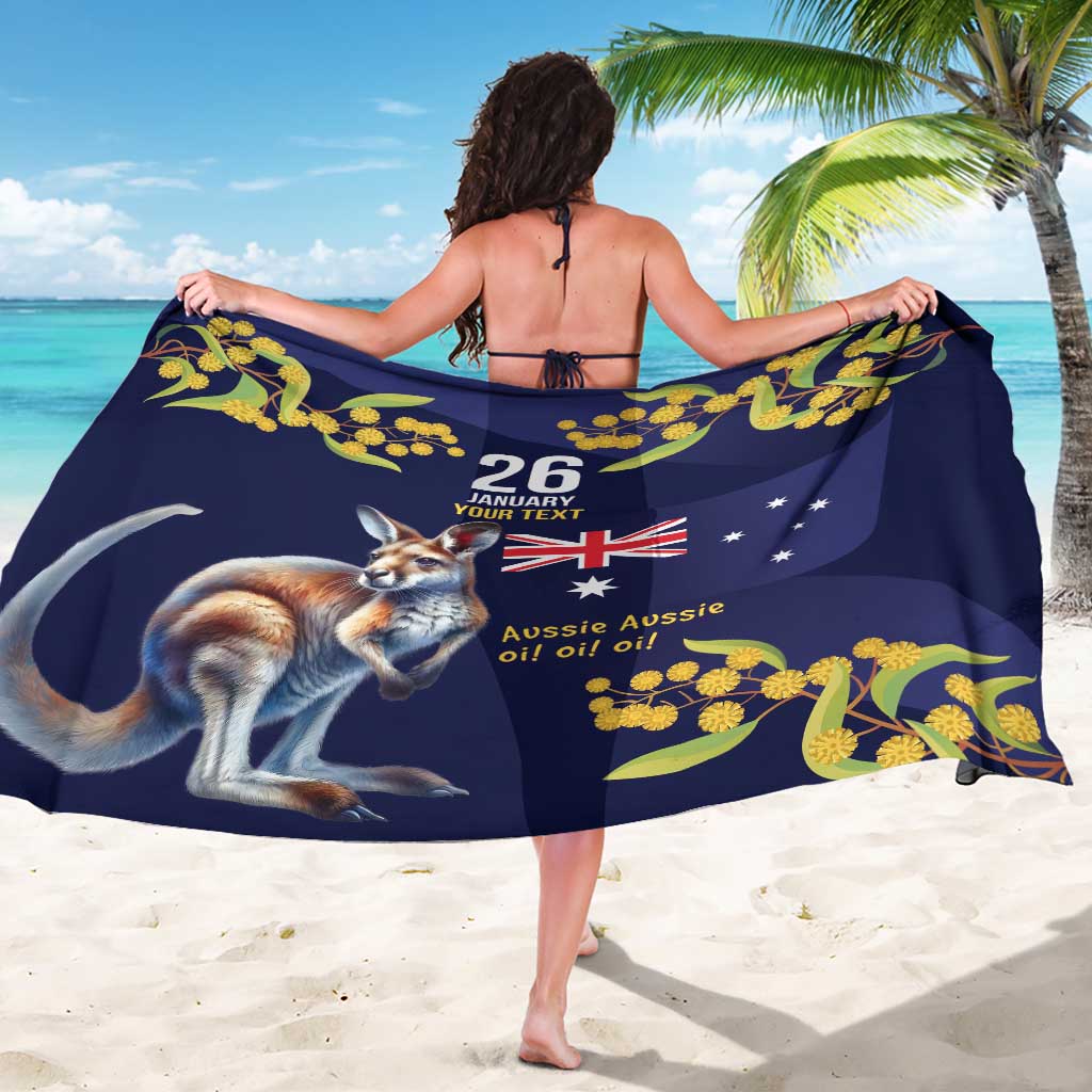 Blue Kangaroo and Golden Wattle Personalised Sarong Happy Australia Day 6 January