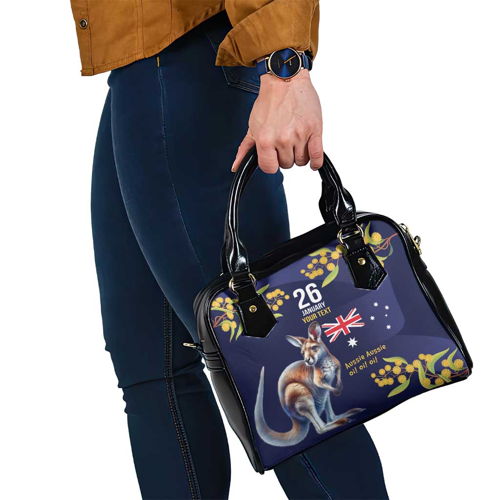 Blue Kangaroo and Golden Wattle Personalised Shoulder Handbag Happy Australia Day 6 January
