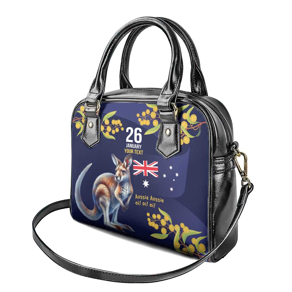 Blue Kangaroo and Golden Wattle Personalised Shoulder Handbag Happy Australia Day 6 January