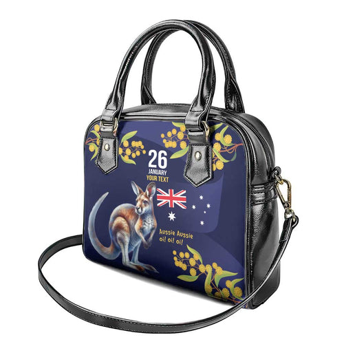 Blue Kangaroo and Golden Wattle Personalised Shoulder Handbag Happy Australia Day 6 January