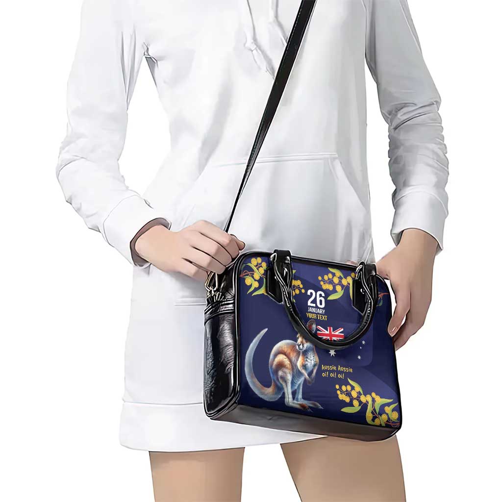 Blue Kangaroo and Golden Wattle Personalised Shoulder Handbag Happy Australia Day 6 January