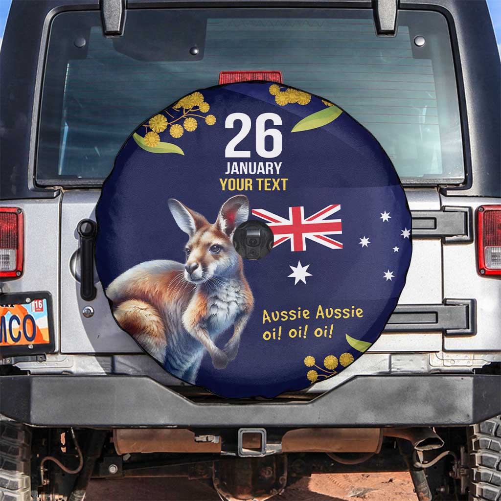 Blue Kangaroo and Golden Wattle Personalised Spare Tire Cover Happy Australia Day 6 January