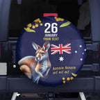 Blue Kangaroo and Golden Wattle Personalised Spare Tire Cover Happy Australia Day 6 January