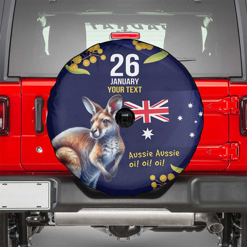 Blue Kangaroo and Golden Wattle Personalised Spare Tire Cover Happy Australia Day 6 January