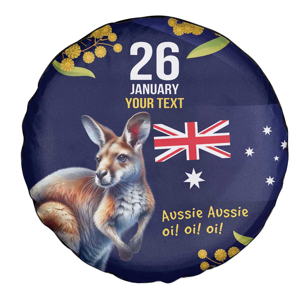 Blue Kangaroo and Golden Wattle Personalised Spare Tire Cover Happy Australia Day 6 January